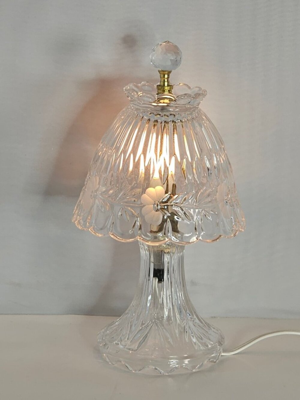 Princess House Heritage Romance Lamp 10.5" Germany cut crystal scalloped etched